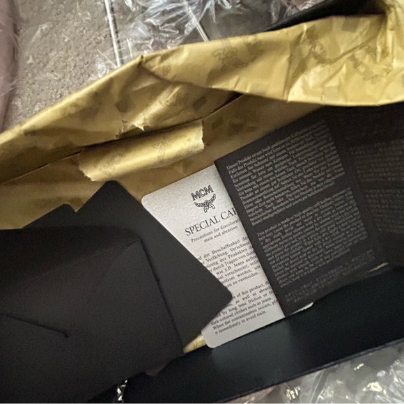 MCM Leather Crossbody Clutch Black Box Dust Bag Cards - Picture 6 of 15